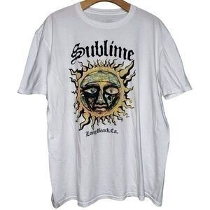 Sublime Men’s Size XL White Sun Logo Long Beach CA Short Sleeve Cotton T-Shirt
